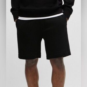 HUGO BOSS - Cotton Terry Regular Fit Shorts w/ Logo Badge - MEN / XXXL (Black)